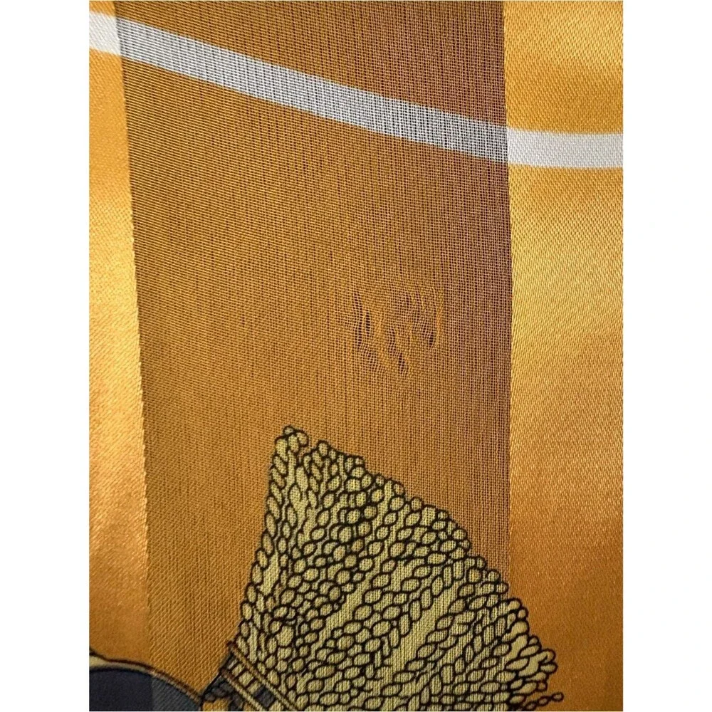 Large Scarf with Gold Black White Stage Coach Print.